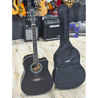 Violão elétrico eletroacústico+capa com equalizador Folk tamanho 41 braço fino com tensor profissional preto fosco-Mxt