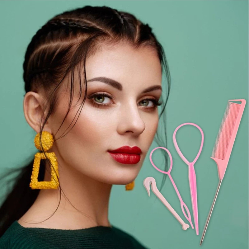 4 Pçs/set Francês Trança Ferramenta Loop Faixas Cabelo Elásticos Cortador Removedor Pente Do Rato Cauda Metal Pin Pentes em Oferta na Shopee