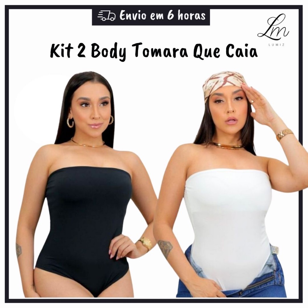 Kit 2 Body Feminino Tomara Que Caia Básico Suplex Com Forro Duplo Confortável Moda Blogueira