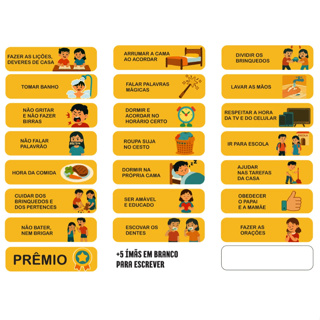 Kit 27 Tarefas Extras Pré-Definidas Para Quadro de Tarefas E Incentivo Infantil em Oferta na Shopee