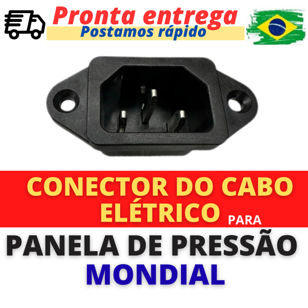 Conector para Tomada Panela De Pressão Elétrica Mondial PE 48 (com 03 pinos)