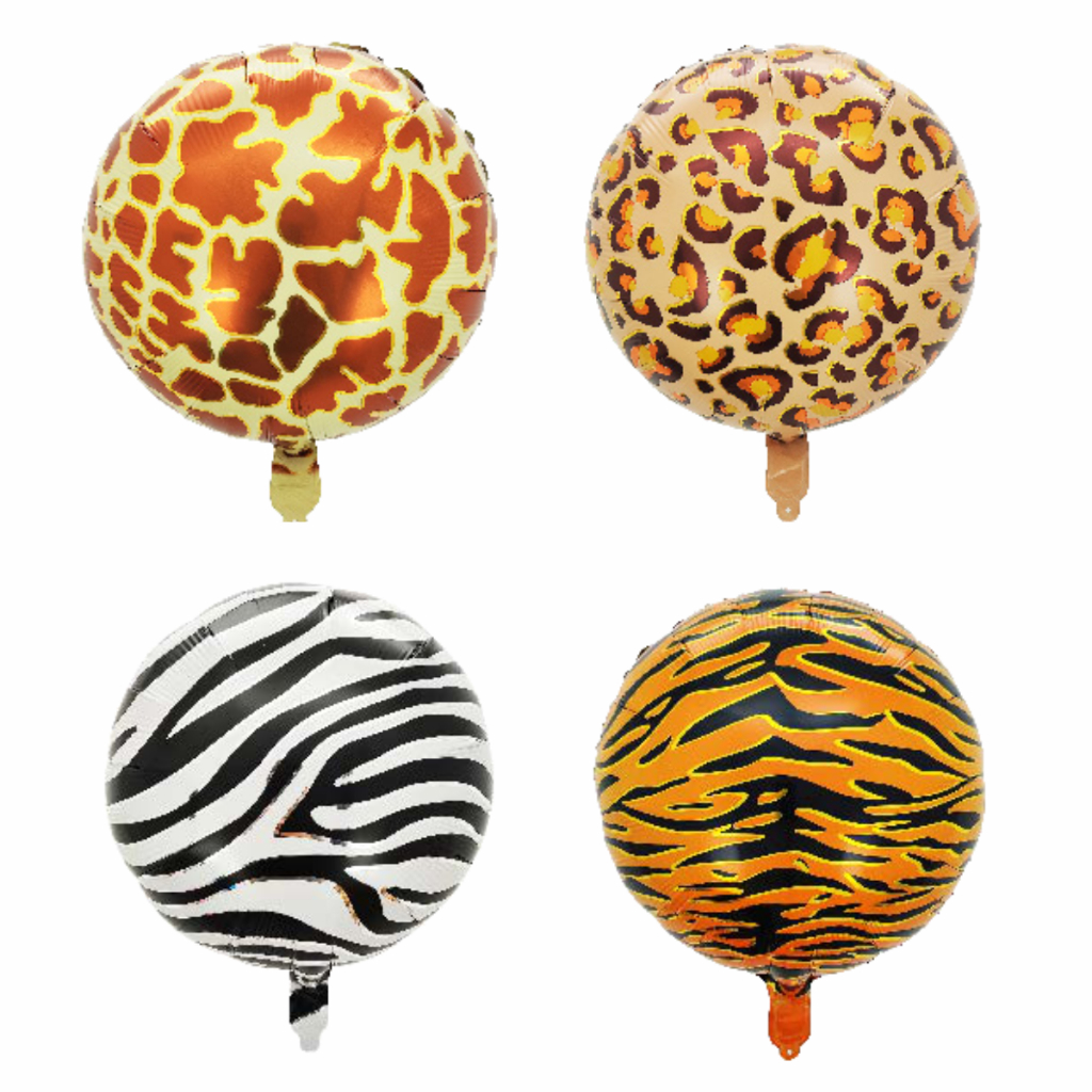 Balão Metalizado 18 Polegadas Safari Animal Print Festa Selva Onça Tigre Zebra Girafa - 1 und