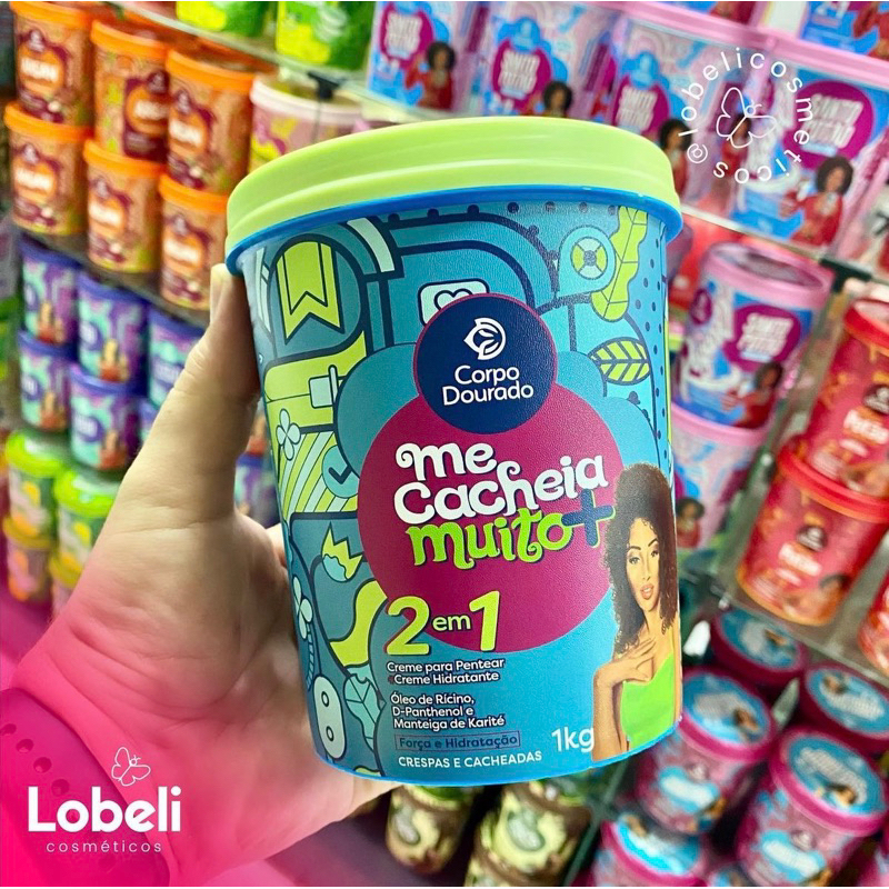 Creme de Pentear e Hidratante  2 em 1 Me Cacheia Muito + para Crespas e Cacheadas Corpo Dourado 1kg