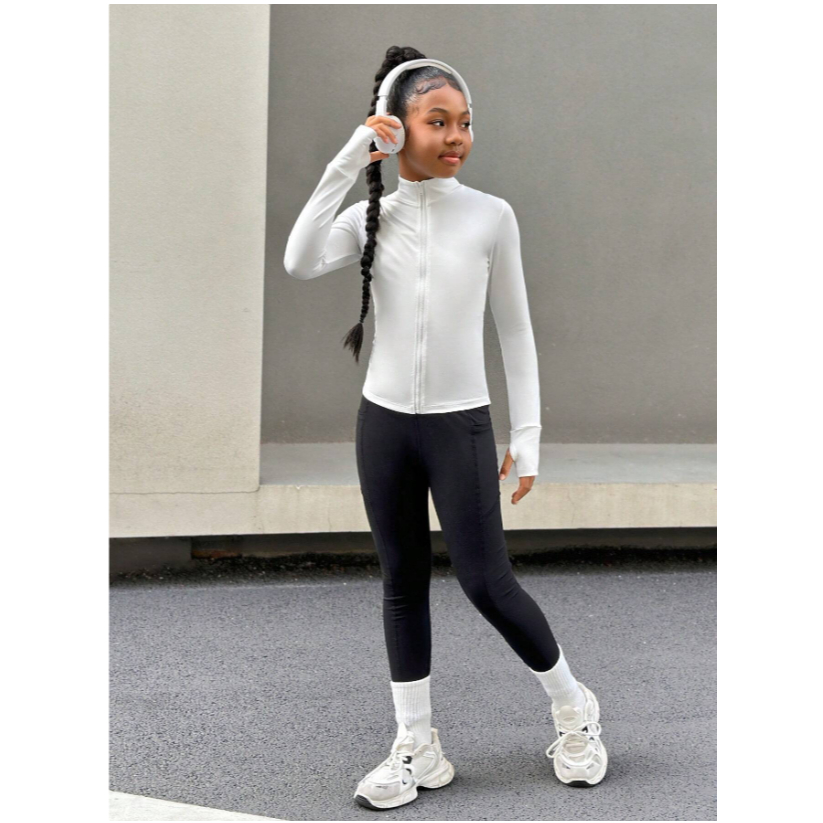 Casaco Jaqueta infantil Esportiva Segunda Pele Fino Respirável Atividades Físicas 6 a 12 anos