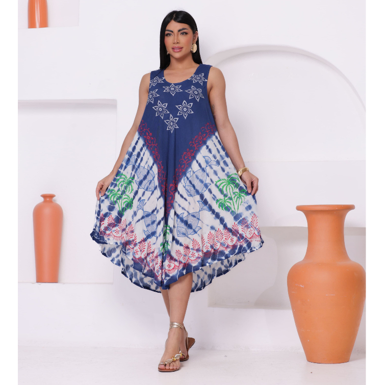 Vestido trapézio indiano estampado