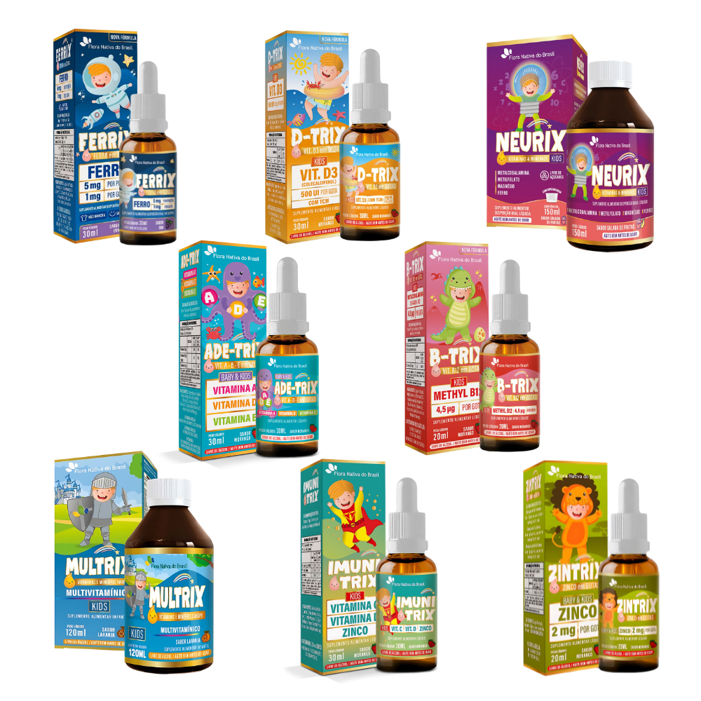 Super Linha Completa Kids Vitamina B - D - Ferro - Zinco Flora Nativa