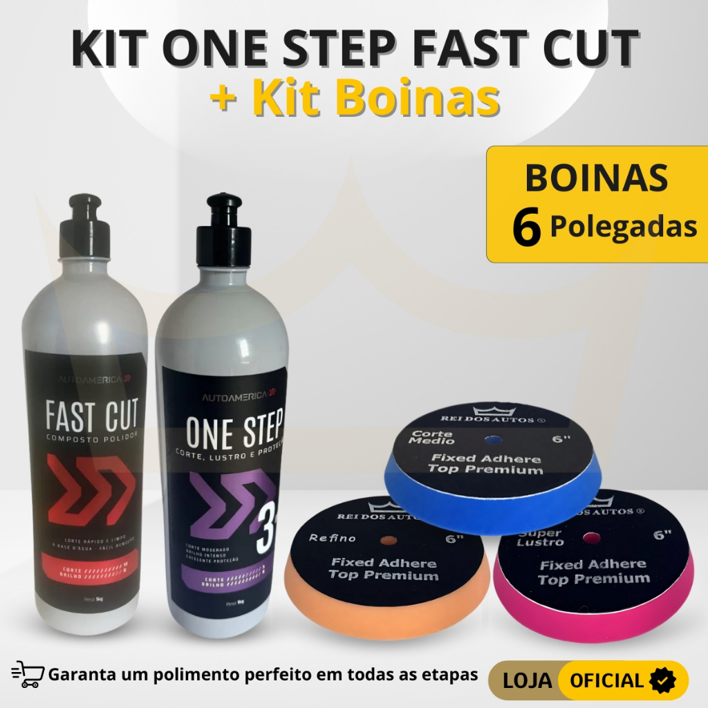 Kit Polimento Profissional One Step Fast Cut Boinas 6 Polegadas Top Premium Corte Refino Lustro em Oferta na Shopee