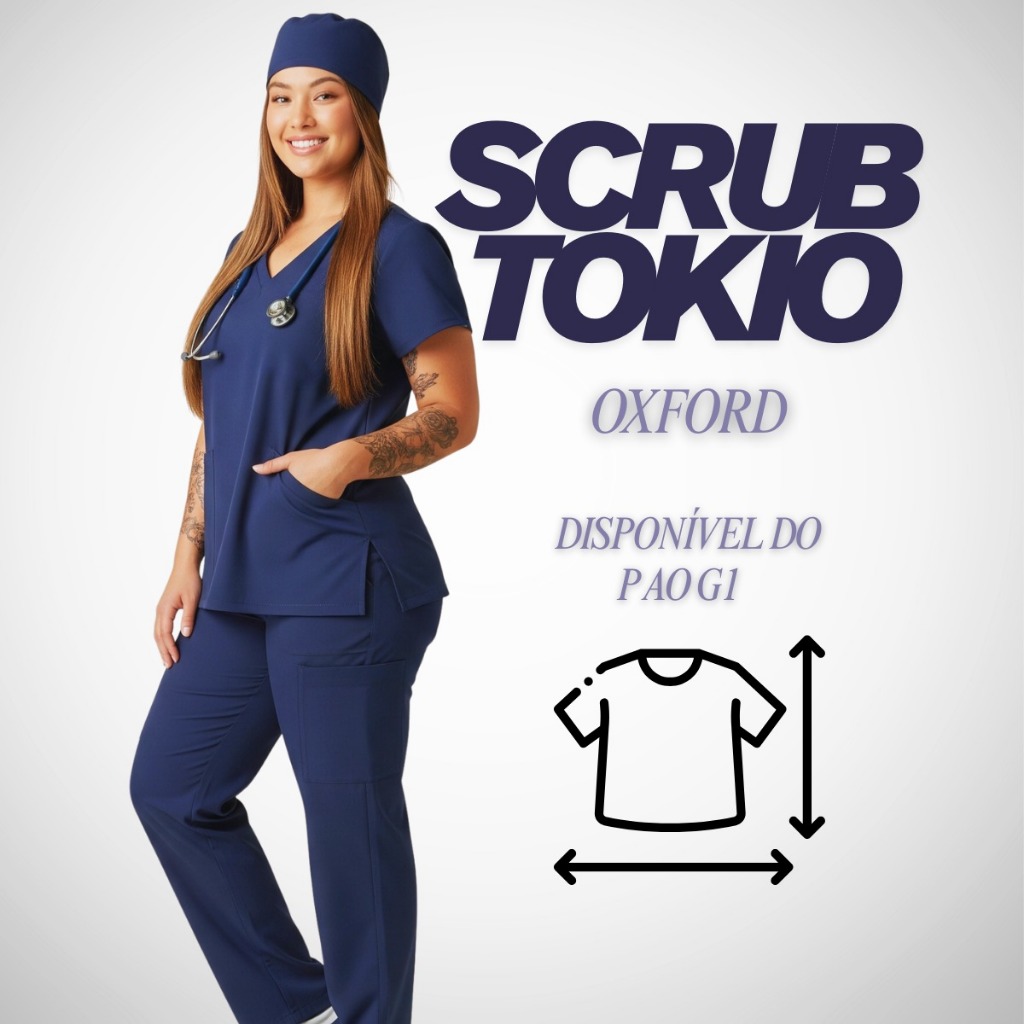 Conjunto Hospitalar Tokyo Pijama Cirúrgico com TOUCA GRÁTIS Scrub Privativo Uniforme Enfermagem Odontologia Plus Size