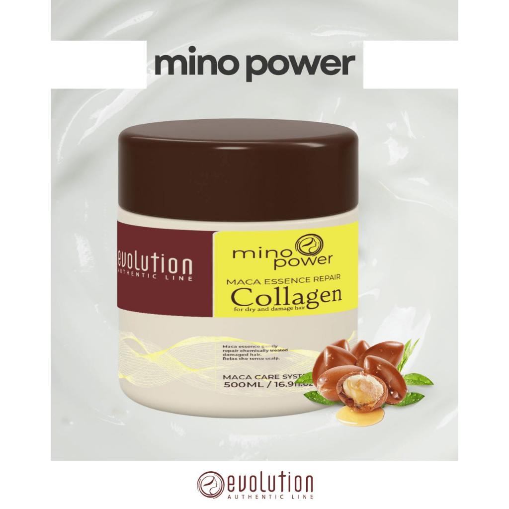 Evolution, Mino power - Mascara Maca Power Hidratação Poderosa 500g Collagen Tratamento Capilar