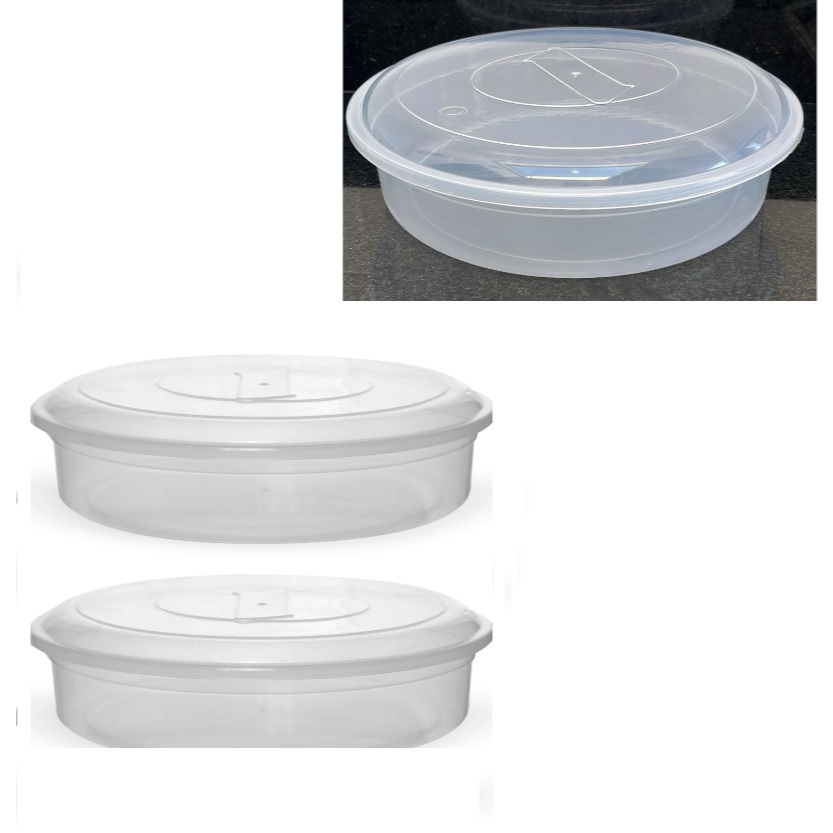 Torteira Redonda Pote Suporte Bolo Com Tampa -  3,5 Litros- Grande - 30 cm - Kit 2 peças