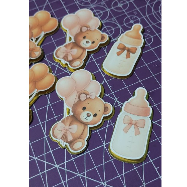 envio rápido- kit de aplique personalizado 3d ursinho neutro\ chá revelação\ decoração\festas