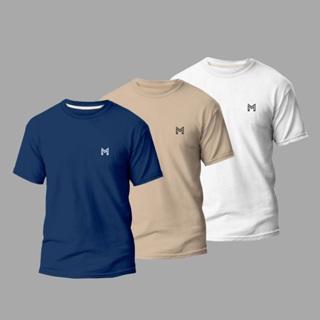 Kit 3 Camisetas Melbourne Premium 100% Algodão Fio 30.1 Blusa Unissex em Oferta na Shopee