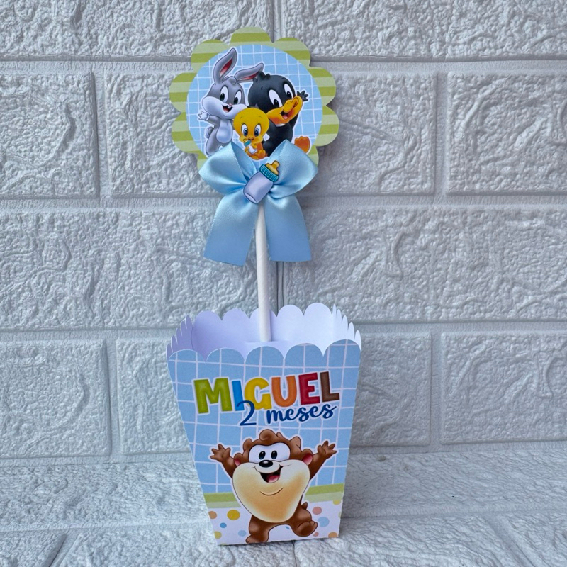 PEGUE E MONTE - Centro De Mesa Cachepot Lembrancinhas Baby Looney e Tunes / Aniversário / Caixinhas/ Lembrancinha