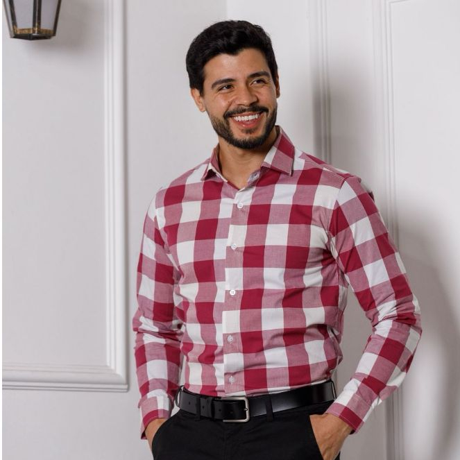 Camisa Xadrez Moda Casual Slim Masculina