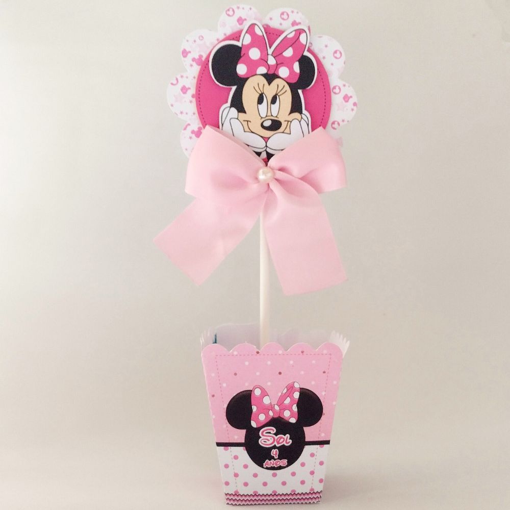 Centro de mesa para lembrancinha Minnie Rosa/Lembrancinha Personalizada Minnie Rosa/Aniversário Infantil Minnie Rosa