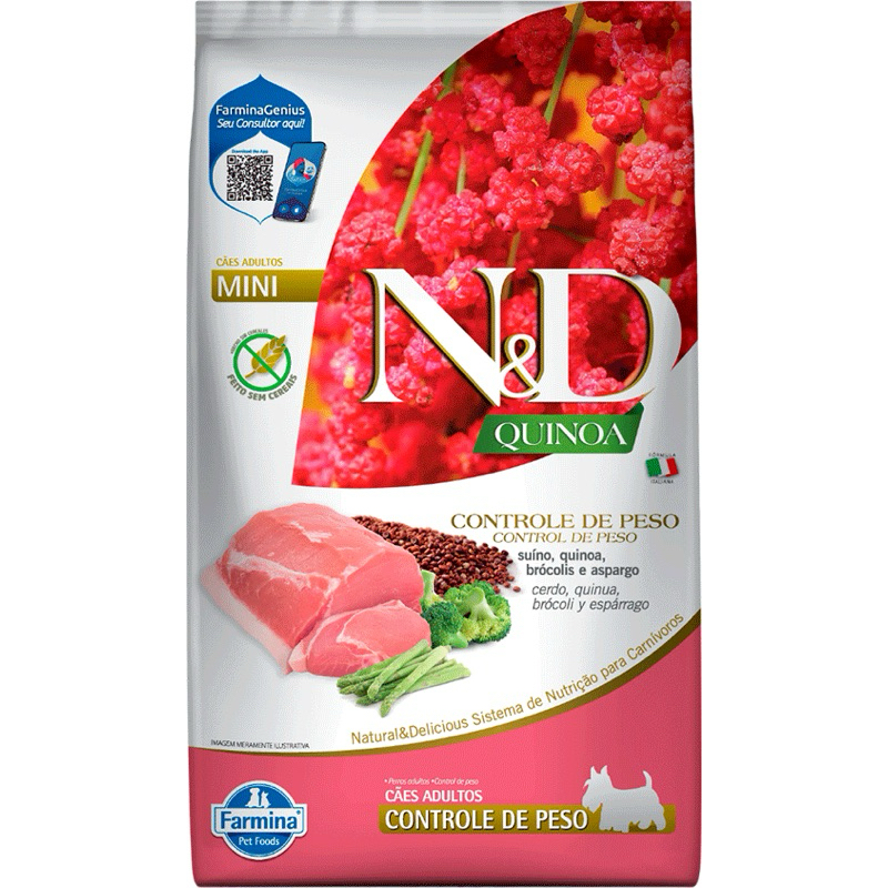 Ração 2,5kg N&D Quinoa Cães Adultos/ Mini Controle De Peso Suino 2,5Kg