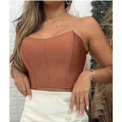 Cropped feminino Corselet Morcego Tomara que caia Sustentavel