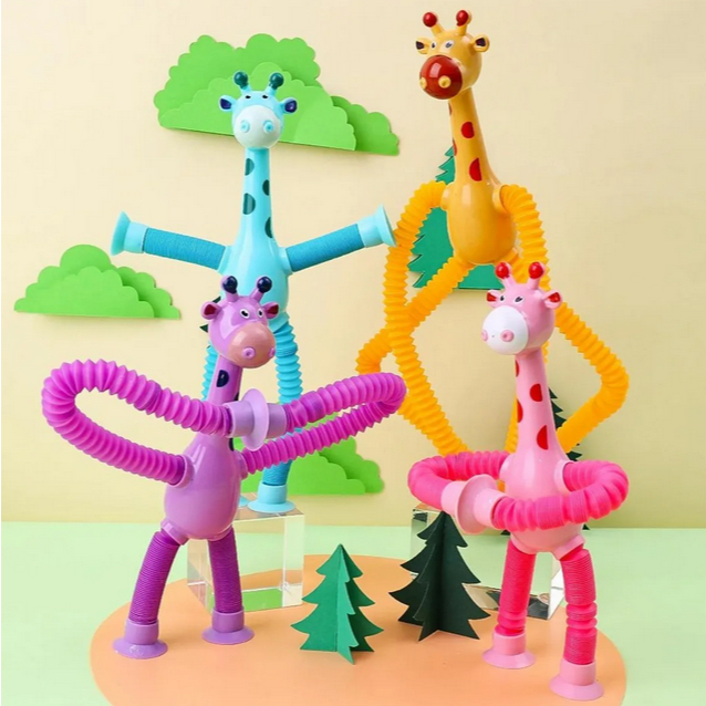 Kit 1/2/4 Girafas Estica E Gruda Na Parede Brinquedo Pop It Infantil Resistente Girafa Várias Cores