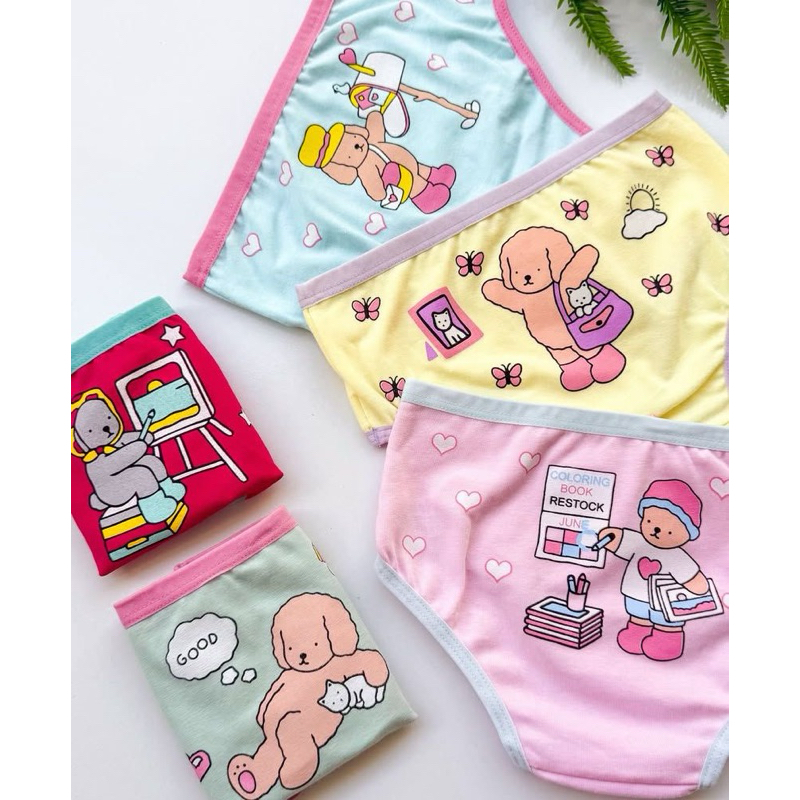 Calcinha infantil kit 5 unidades - algodão desfralde confortável estampada