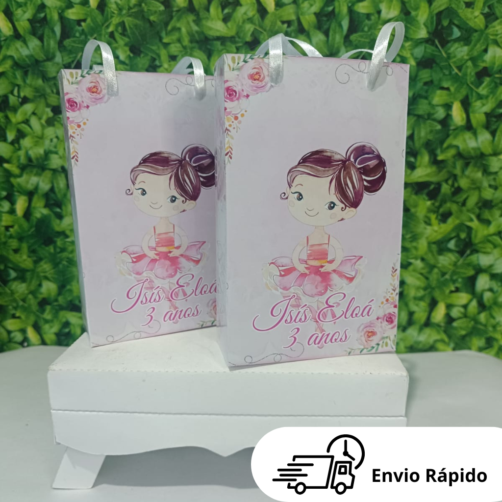 Lembrancinha sacolinha surpresa personalizada bailarina PEGUE E MONTE 10x15cm