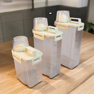 Balde Hermético De Arroz De 3L Com Copo Medidor Recipiente De Cereais De Grande Capacidade