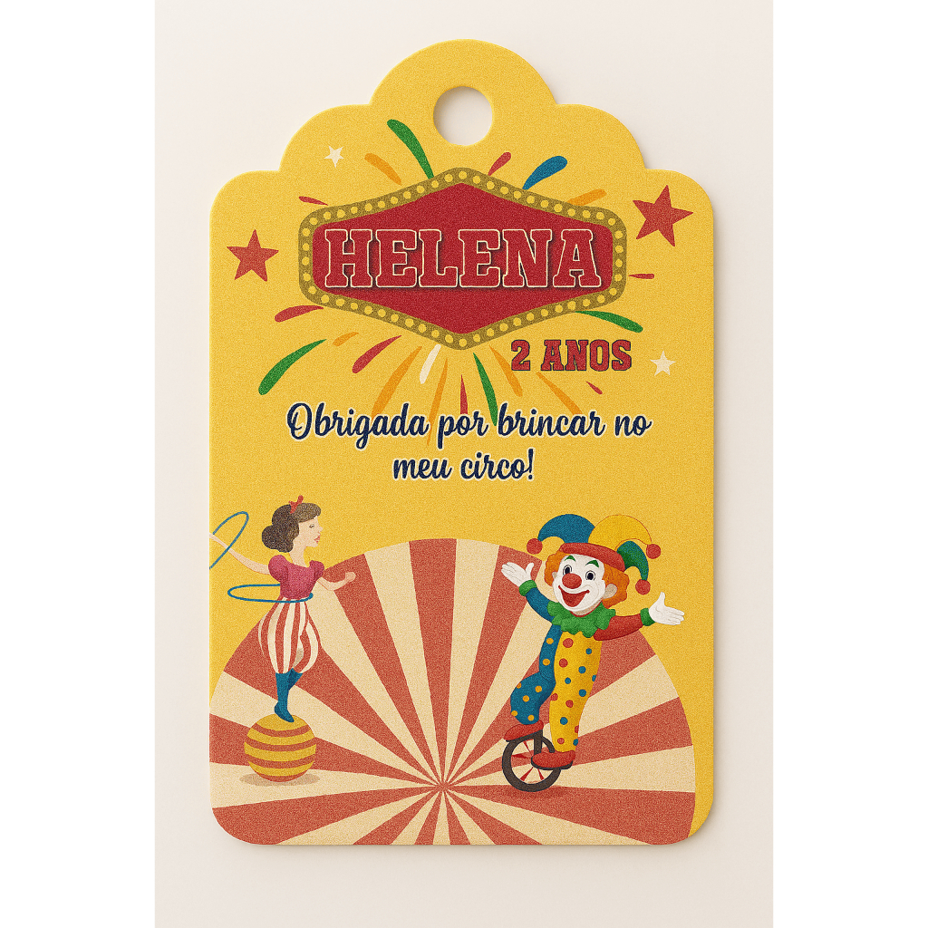 Tag Personalizada – Tema Circo | Lembrancinhas de Festa Infantil. Tag para festa tema Circo