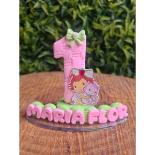 VELA PERSONALIZADA EM BISCUIT, MORANGUINHO BABY ROSA, COM NOME E PAVIO em Oferta na Shopee