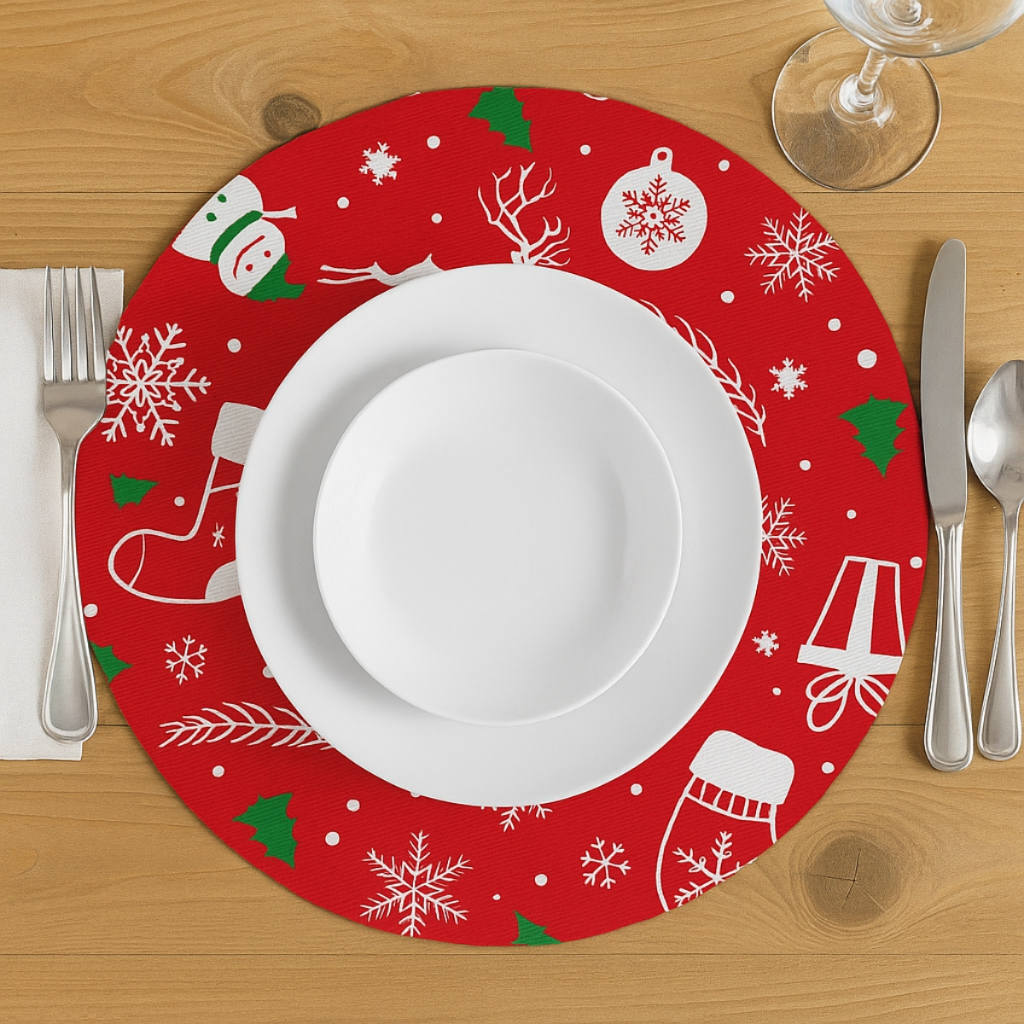 Kit Sousplat Natal Capas para MDF 30 a 35cm de 4 a 12 peças em Jacquard Estampado