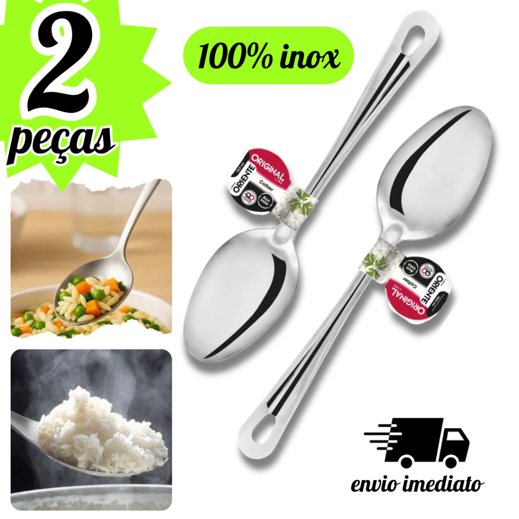 Colher de Arroz Universal Multiuso 100% Inox 26,5cm Para Cozinhas Restaurantes Hotéis em Oferta na Shopee