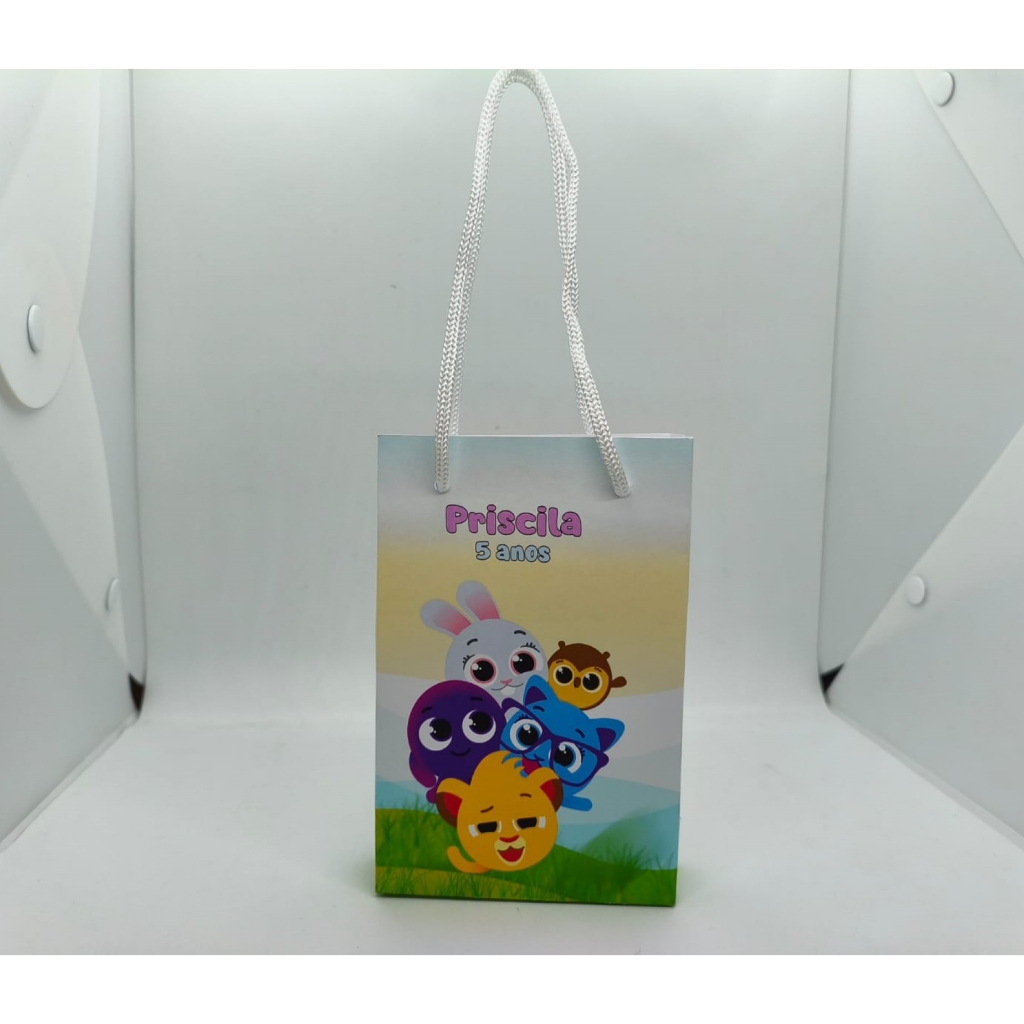 Sacolinhas Personalizadas Bolofofos Colorida Com alças PEGUE MONTE Lembrancinha Festa Aniversário