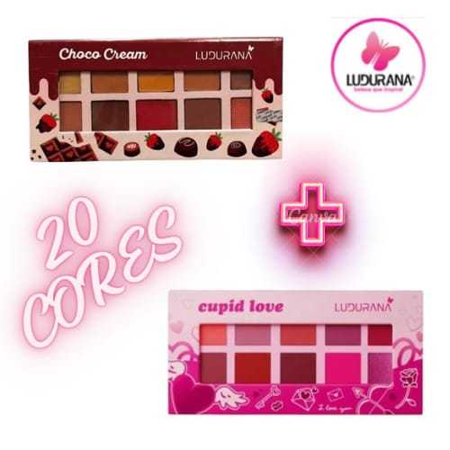 Ludurana Kit Com Duas Paletas De Sombras Choco Cream + Cupid Love 20 Cores