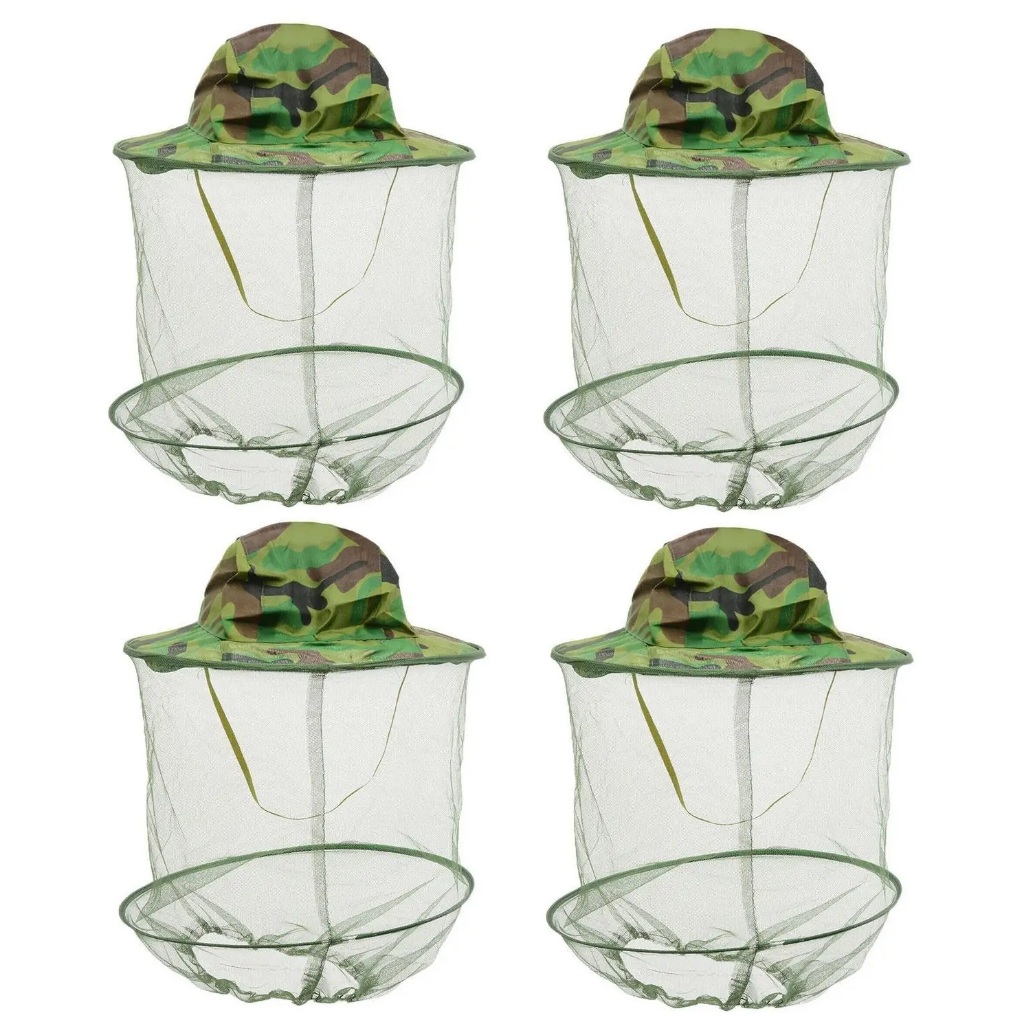 Chapéu Camuflado com Tela Mosquiteiro Proteção mosquito Insetos Pesca Pescaria Camping Trilhas fazenda Aventura