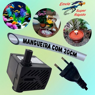 Mini bomba bombinha submersa com 20cm de mangueira motor de água aquário chafariz fonte cascata  bebedouro gatos bivolt
