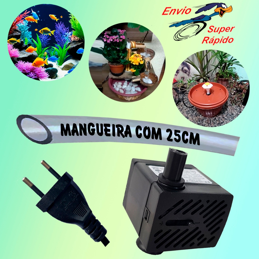 Bombinha para aquário fontes bebedouro com 25cm mangueira bebedor  gato cães cascata chafariz bivolt mini bomba submersa