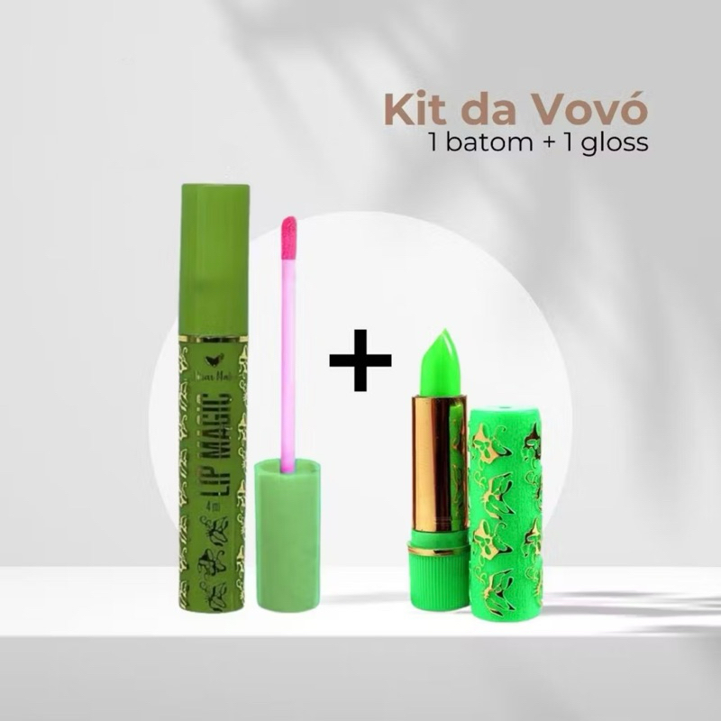 Kit Gloss + Batom Mágico Da Vovó 24h Efeito Mágico - CORES ALEATORIAS em Oferta na Shopee