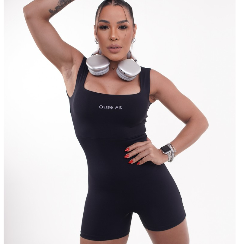 Macaquinho academia esportivo feminino fitness poliamida premium sem transparência alta sustentação