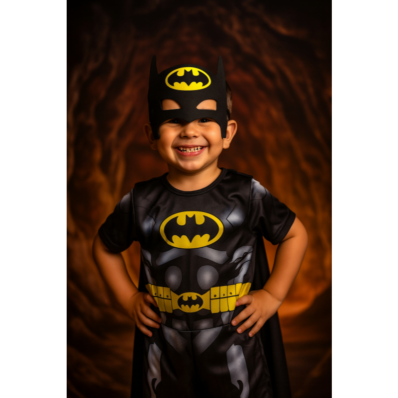 FANTASIA INFANTIL BATMAN COM MÁSCARA DE EVA PARA MENINOS PARA AS FESTAS ANIVERSÁRIOS E CARNAVAL