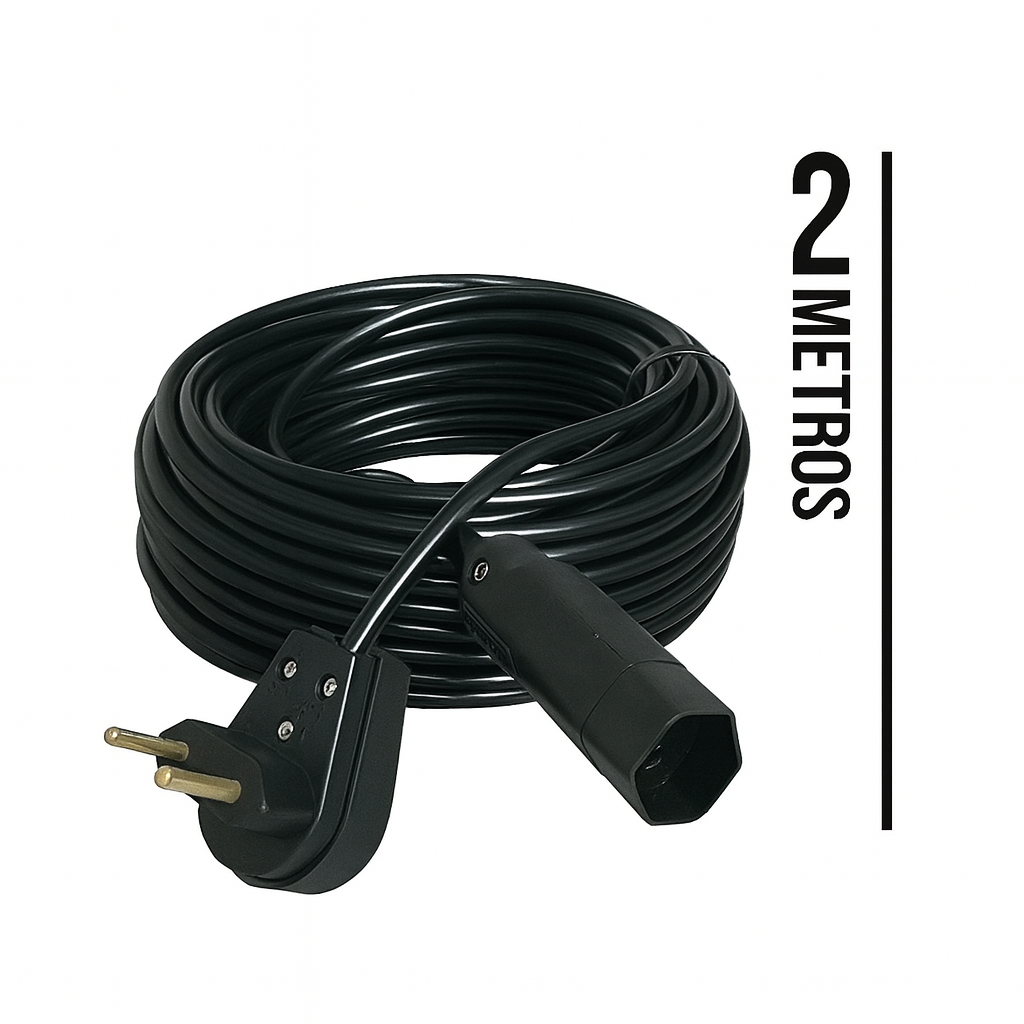 Extensão Elétrica 2 Metros 10A Cabo PP 2x1,0 Reforçada Certificada Anti-chama Frete Gratis
