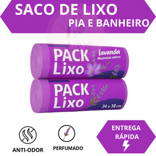 Saco de Lixo Lavanda Perfumado Pia e Banheiro 34x38cm 40 sacos Anti Odor Insetos Neutraliza Odores em Oferta na Shopee