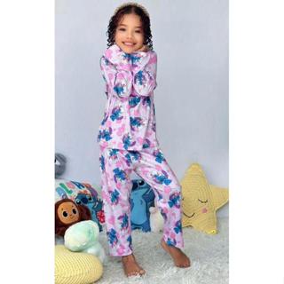 Pijama Infantil Menina Lilo StitcH Rosa/ Pijama Infantil Manga Longa/ Tecido suede Macio em Oferta na Shopee