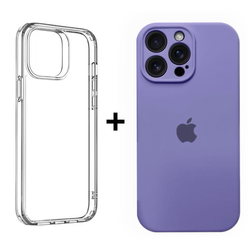 Kit 2 Capinhas Case  proteção Câmera Silicone Aveludada Colorida e acrílico Transparente para iphone 12 12Pro 12Promax