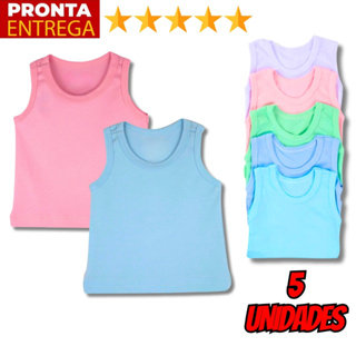 Kit 5 Camisetas Regata Bebê Menino Menina em Oferta na Shopee