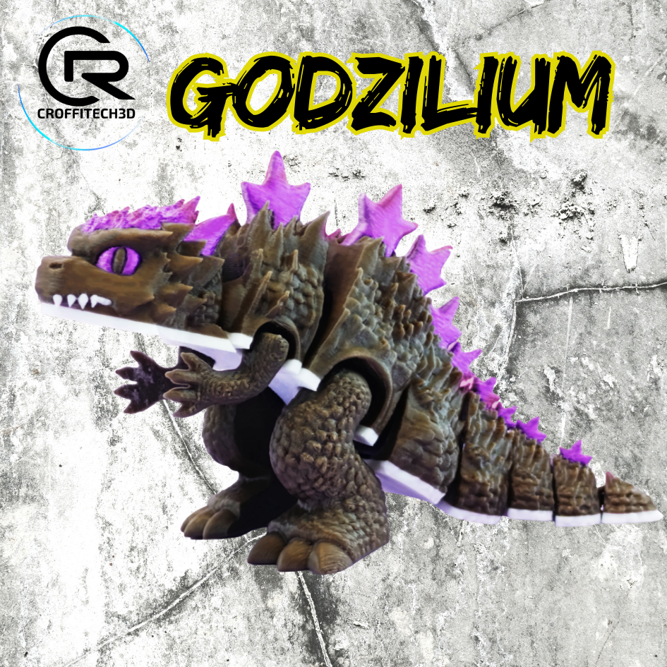 🦖 Brinquedo Articulado Godzilium estilo dinossauros e dragões - plástico biodegradável