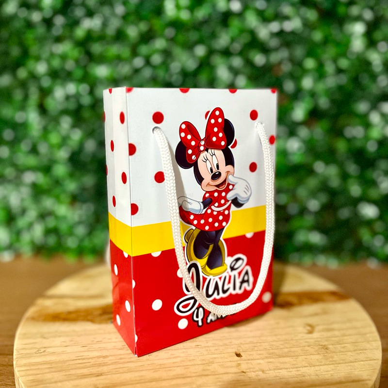 10 - 30 Sacolinha Surpresa Personalizada para Lembrancinha de Aniversário Minnie Vermelha- PEGUE E MONTE