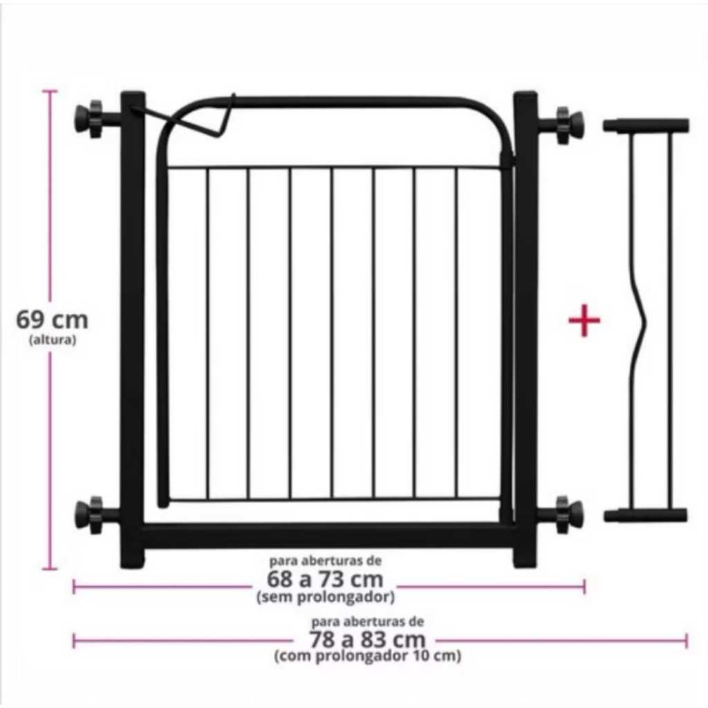 Grade Portão Portãozinho Proteção Cachorro Criança 69 A 84cm 10cm | 15cm | 20cm | Frete Grátis