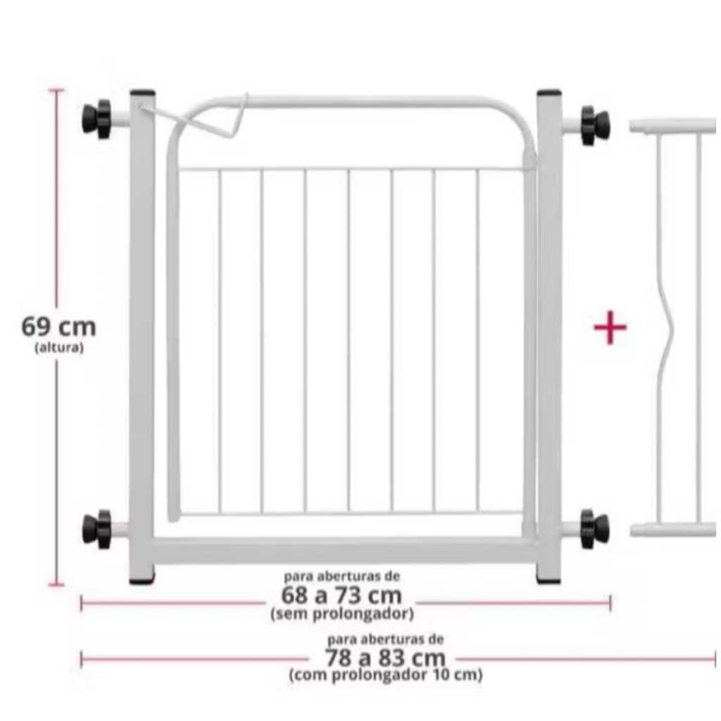 Grade Portão Portãozinho Proteção Cachorro Criança 69 A 84cm 10cm | 15cm | 20cm