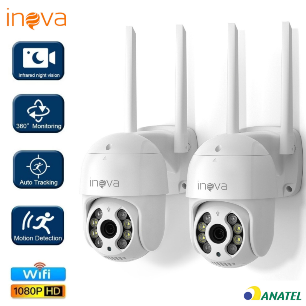 INOVA Câmera Segurança Wifi Smart IP ICSEE Áudio Infravermelho Sem Fio Casa Suporte antena dupla