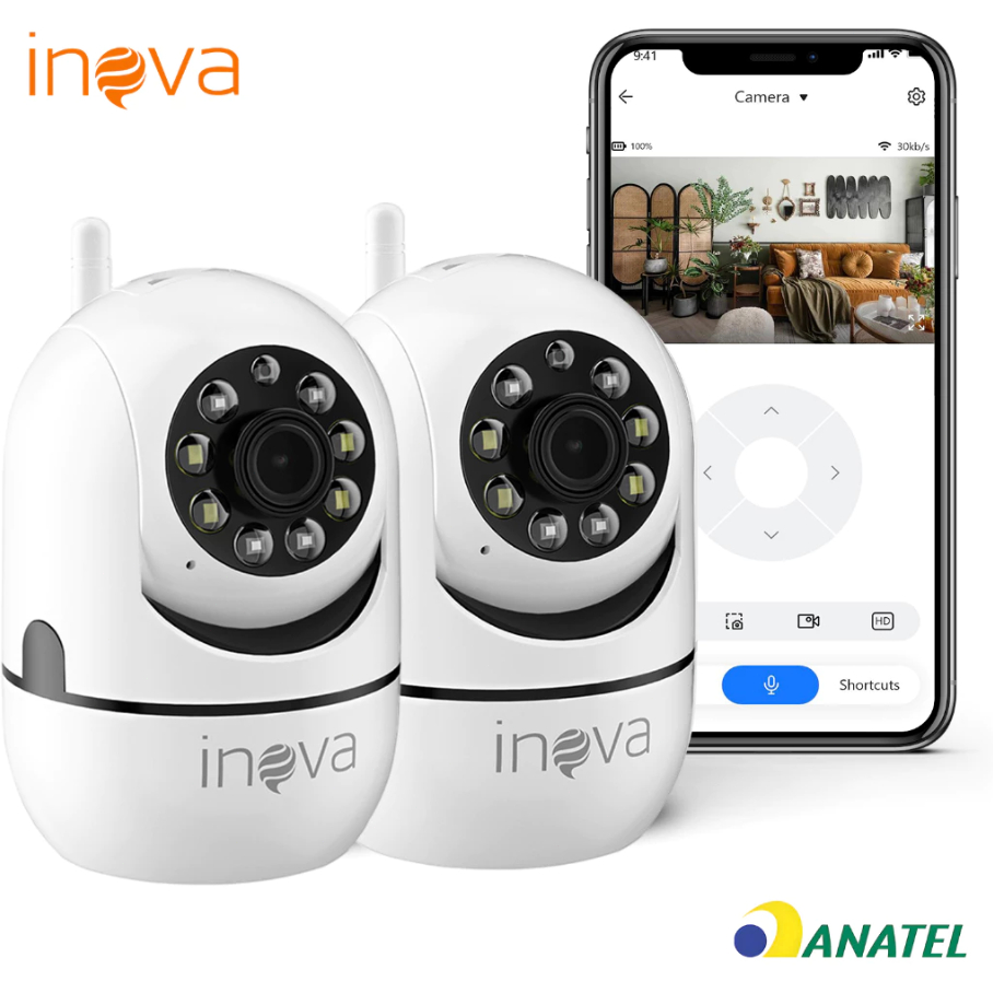 INOVA Wifi Babá Eletrônica Câmera de segurança Sem Fio Visão Noturna 1080P 360° com Câmera audio