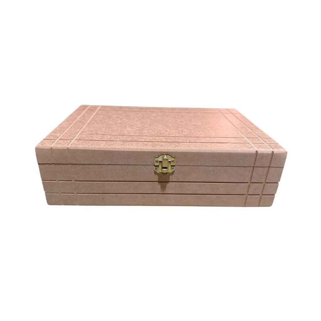 Caixa MDF Riscado 6mm, 30x20x8 cm, Organizadora, Frasqueira com Dobradiças e Fecho. Art. Capricho