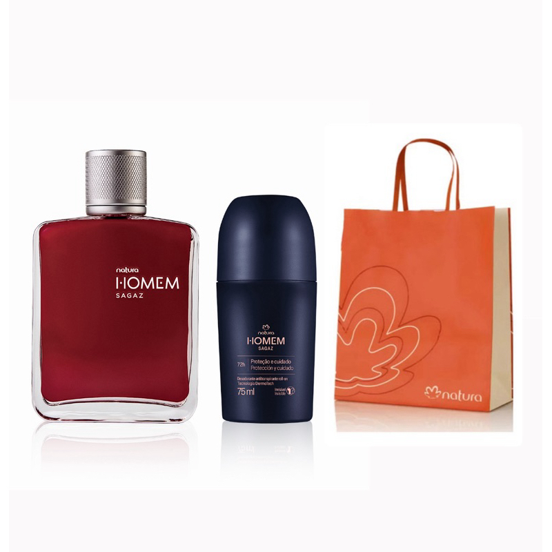 Kit Natura Homem Sagaz e Desodorante Roll-on (2 produtos) + Embalgem presente Original
